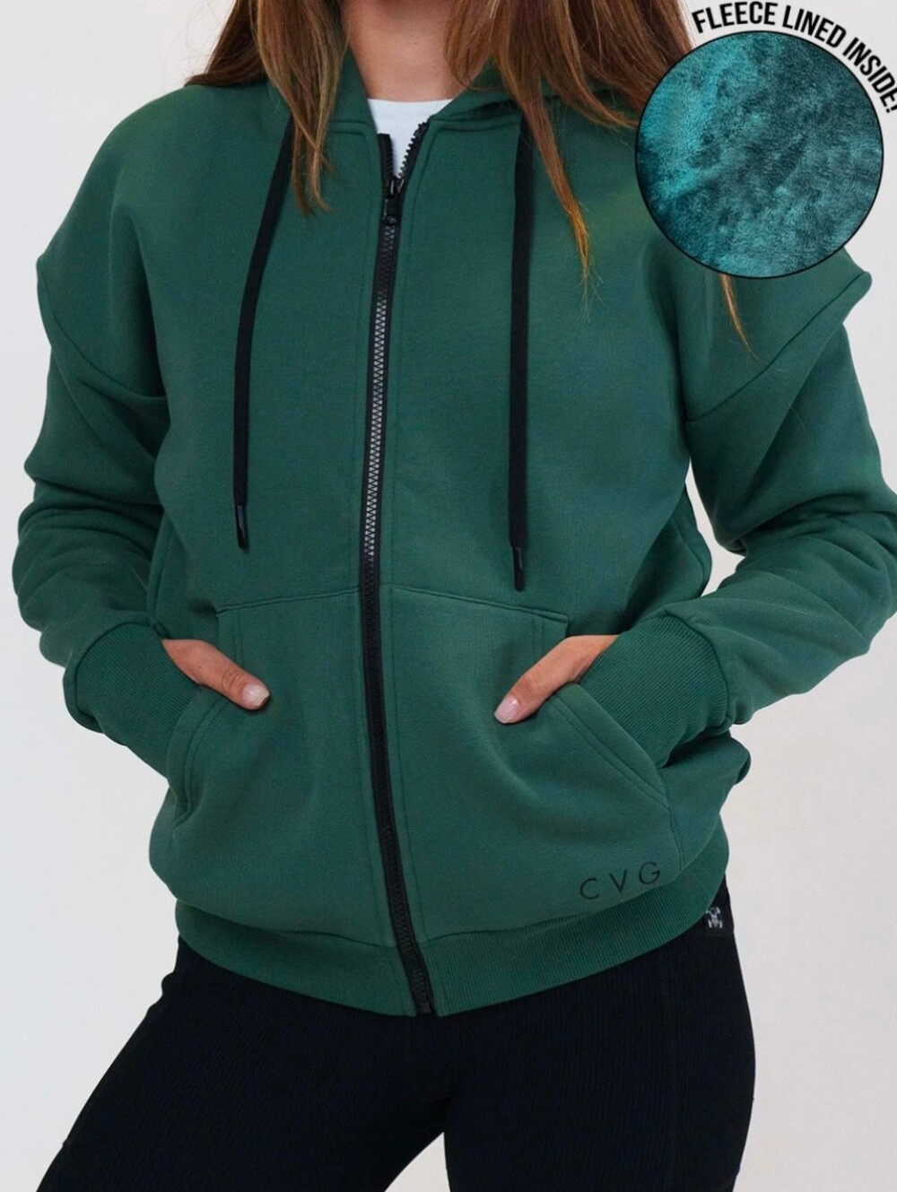 Constantly Varied Gear (CVG) Fleece Lined Full Zip Hoodie Size M in Hunter Green